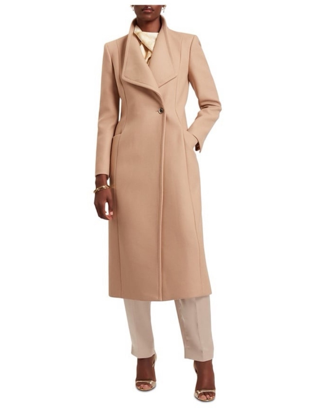NWT Ted Baker Camel Long Wool-Blend Coat